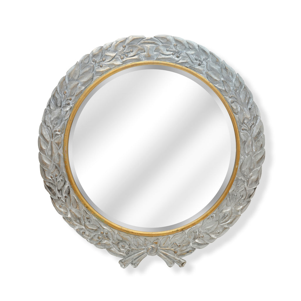 large vintage silver wreath mirror