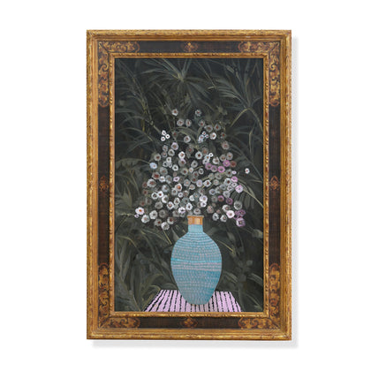 Asters in a Blue Enameled Vase by John Funt, 2024 (46" x 31")