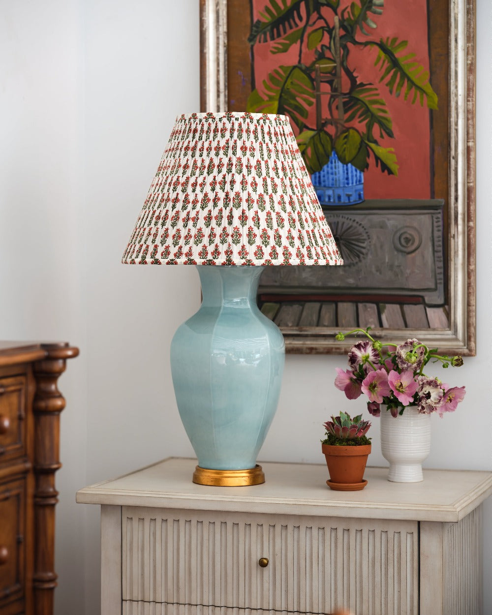prickly poppycape empire pleated lampshade with self welt trim