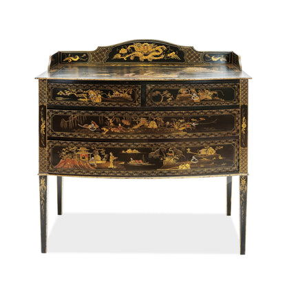 1910 Williamson & Cole English Black Chinoiserie Server