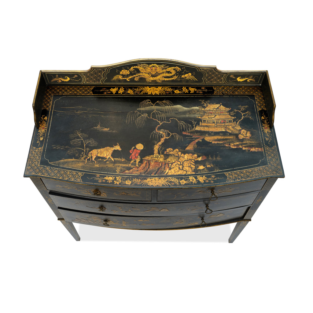 1910 williamson & cole english black chinoiserie server