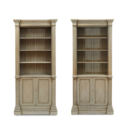 Antique Georgian Style Gray Bookcases (Pair)