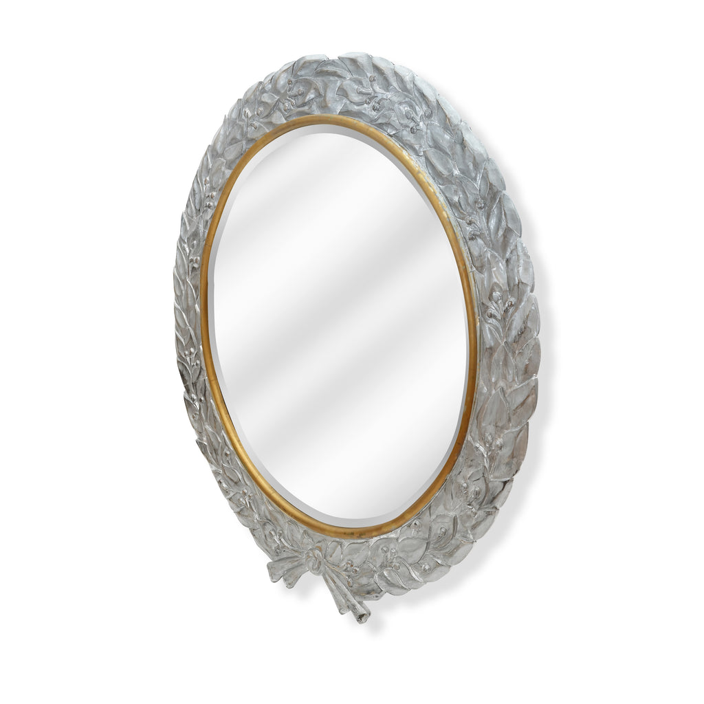 large vintage silver wreath mirror