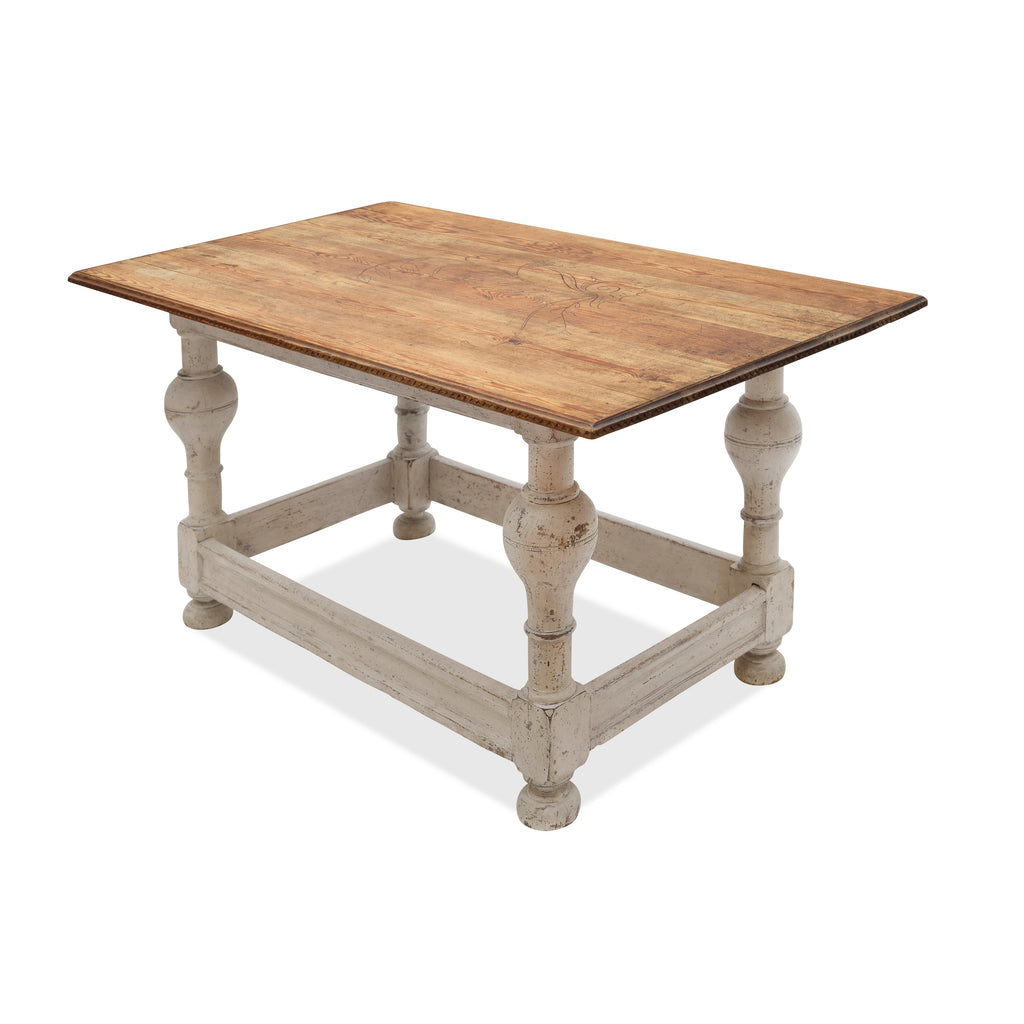 swedish style table (wood top with white base)