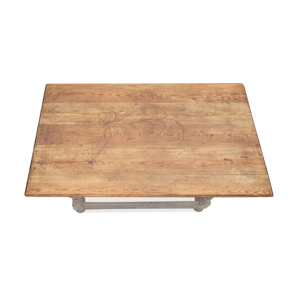 swedish style table (wood top with white base)